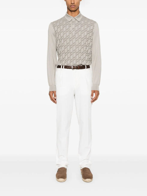 patterned-jacquard polo shirt
